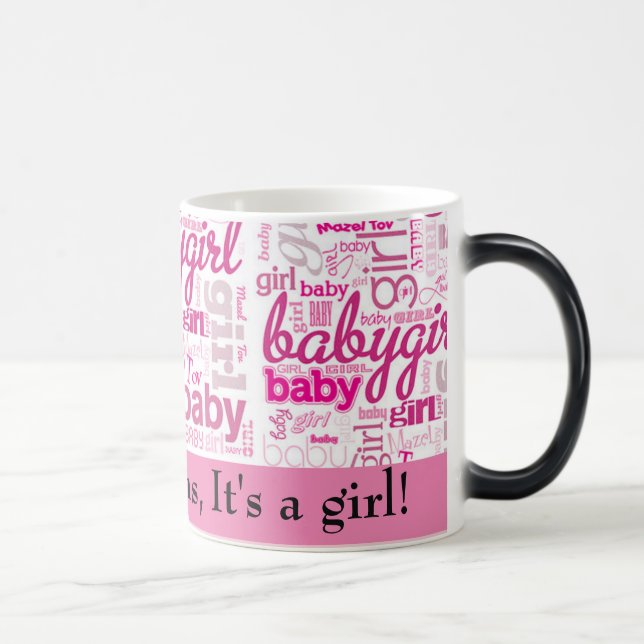 Gender Reveal PINK Baby Girl Custom Text Magic Mug (Right)