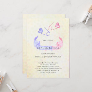 Gender Reveal Pink Blue  Baby Shower  Invitation