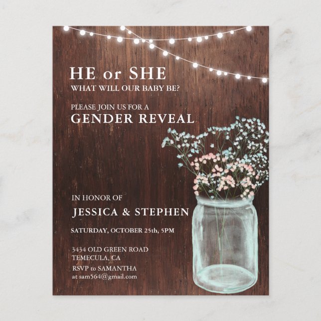 Gender Reveal Pink Blue Baby's Breath wood  (Front)