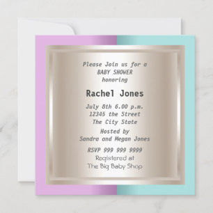 Gender Reveal Pink Blue Cream Baby Shower Party Invitation