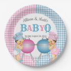 Gender Reveal Pink Blue Gingham Baby Q BBQ