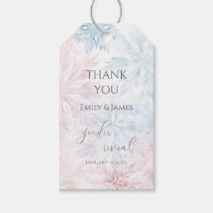 Gender Reveal Pink Blue Snowflake Thank You Gift Tags