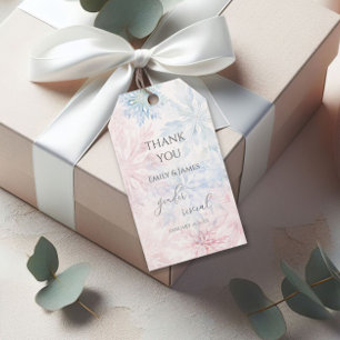 Gender Reveal Pink Blue Snowflake Thank You Gift Tags
