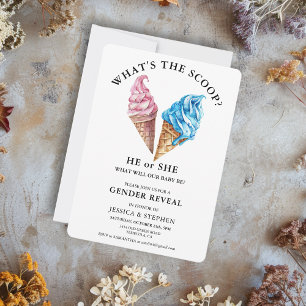 Gender Reveal Pink Blue What's the Scoop Invitation