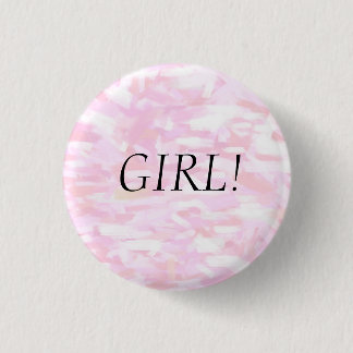 Gender Reveal Pink Confetti "GIRL" Pin Button