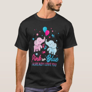 Gender Reveal Pink or Blue Boy or Girl Elephants T-Shirt