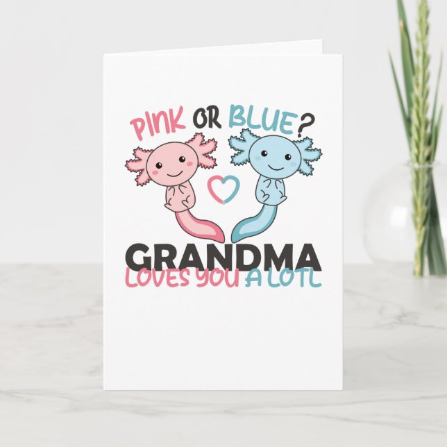 gender reveal pink or blue grandma loves you lotl card (Front)