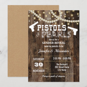 Gender Reveal Pistols or Pearls Invitation