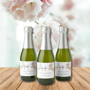 Gender reveal Pop it when she pops Baby Shower Sparkling Wine Label