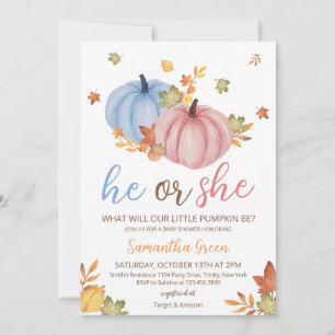 Gender Reveal Pumpkin Baby Shower Invitation