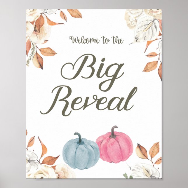 Gender Reveal Pumpkin Fall Welcome Sign (Front)