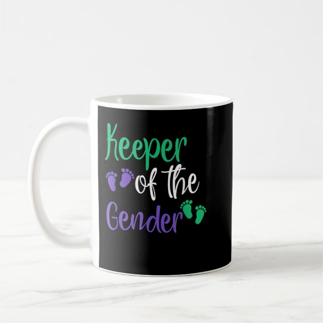 Gender Reveal Purple and Green Keeper Of Gender Re Coffee Mug (Left)