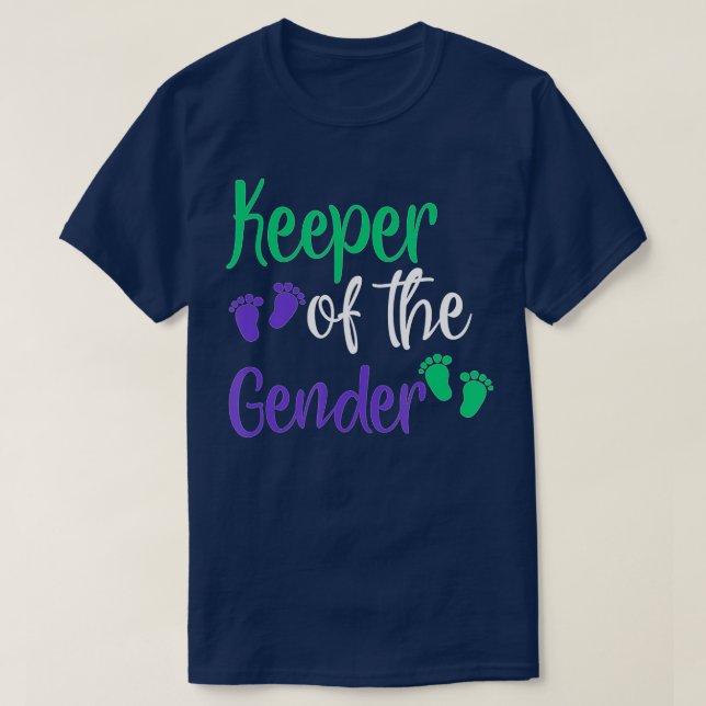 Gender Reveal Purple and Green Keeper Of Gender Re T-Shirt (Design Front)