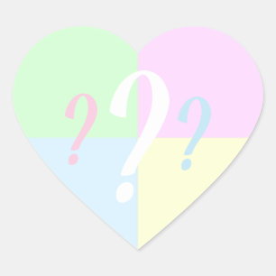 Gender reveal question mark heart sticker