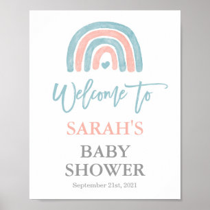 Gender Reveal Rainbow Baby Shower welcome sign