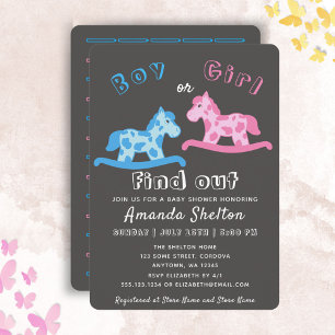 Gender Reveal Rocking Horse Baby Shower Invitation