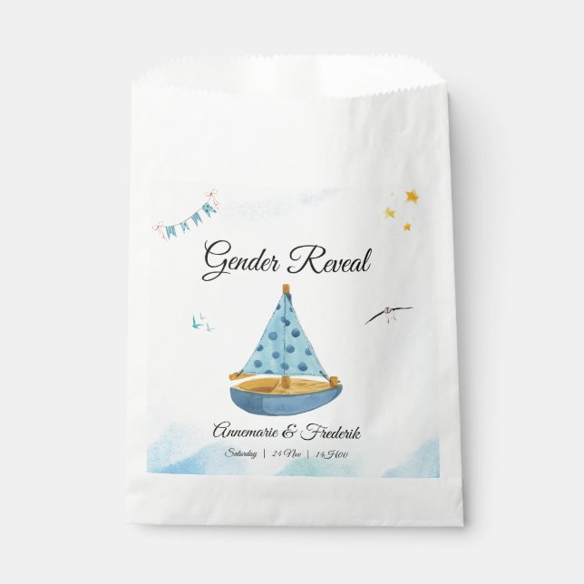 Gender Reveal Sailboat  Favour Bags (Front)