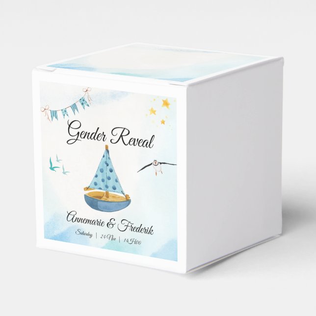 Gender Reveal Sailboat  Favour Box (Front Side)