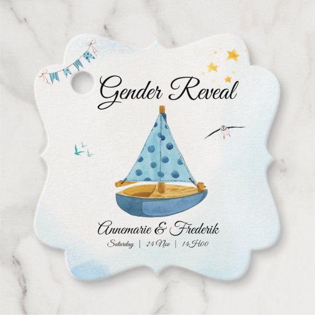Gender Reveal Sailboat  Favour Tags (Front)