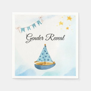 Gender Reveal Sailboat Paper Napkin