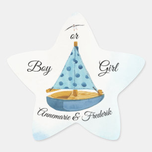Gender Reveal Sailboat Star Sticker