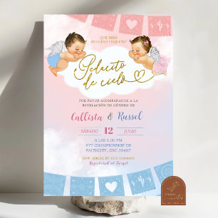 Gender reveal Spanish piece of heaven angels Invitation