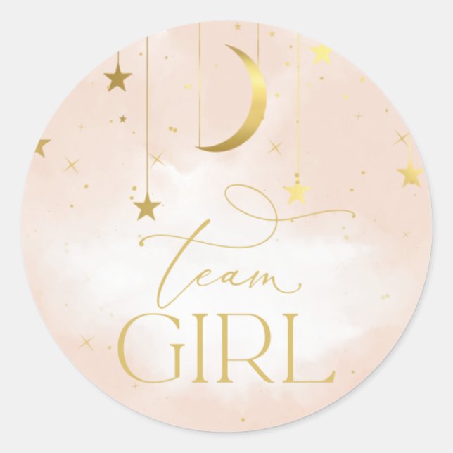 Gender Reveal Sticker , Team Girl Blush Pink (Front)