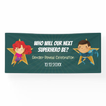 Gender Reveal Superhero Cute Blue Pink Green
