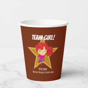 Gender Reveal Superhero Cute Blue Pink Red Paper Cups