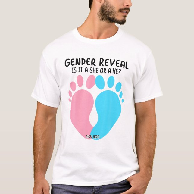 Gender Reveal Team Blue Pink Pregnancy Baby Outfit T-Shirt (Front)