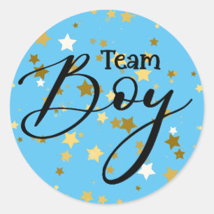Gender Reveal Team Boy Baby Shower Sticker