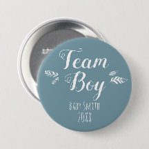 Gender reveal Team boy blue Button