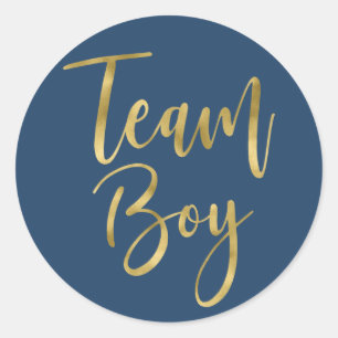 Gender reveal Team Boy Classic Round Sticker