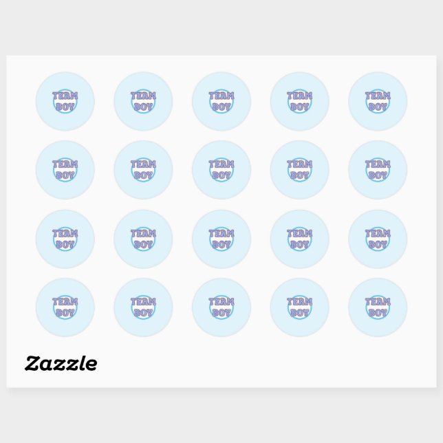 Gender reveal team boy classic round sticker (Sheet)