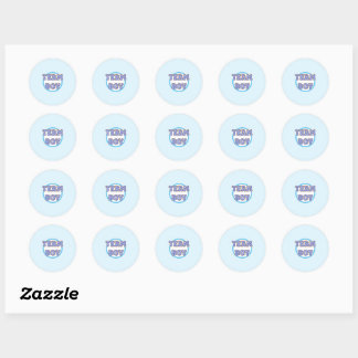 Gender reveal team boy classic round sticker