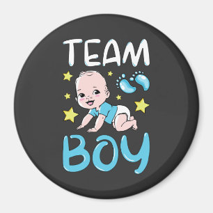 Gender Reveal Team Boy Party Set Circle Magnet