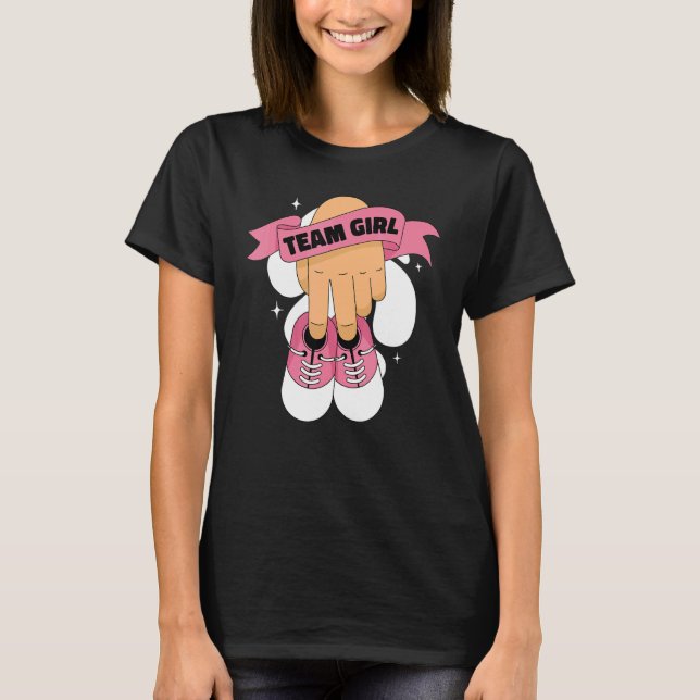Gender Reveal Team Girl  Baby Girl Shoes T-Shirt (Front)