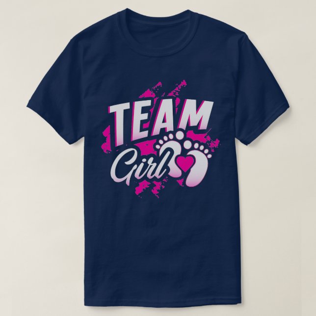 Gender Reveal Team Girl Baby Shower Party Gift Pin T-Shirt (Design Front)