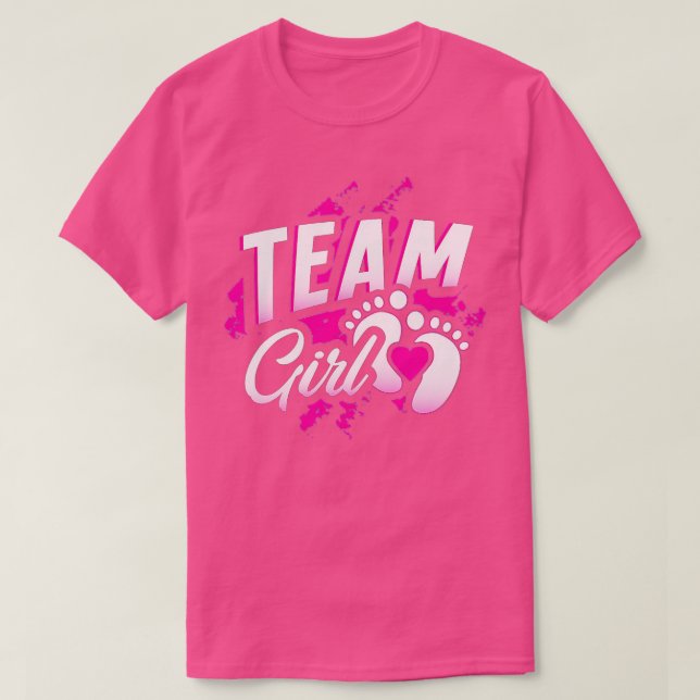 Gender Reveal Team Girl Baby Shower Party Gift Pin T-Shirt (Design Front)