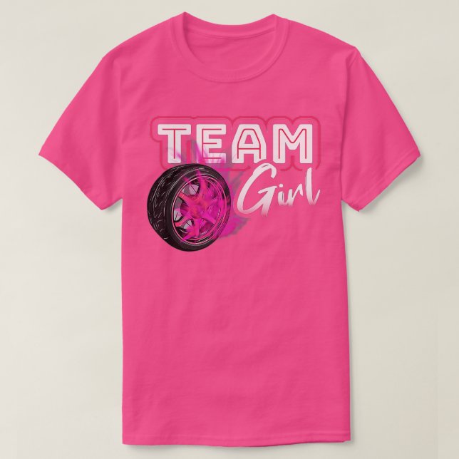 Gender Reveal Team Girl Burnouts Baby Shower Party T-Shirt (Design Front)
