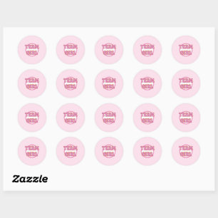 Gender reveal team girl classic round sticker