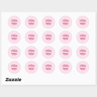 Gender reveal team girl classic round sticker