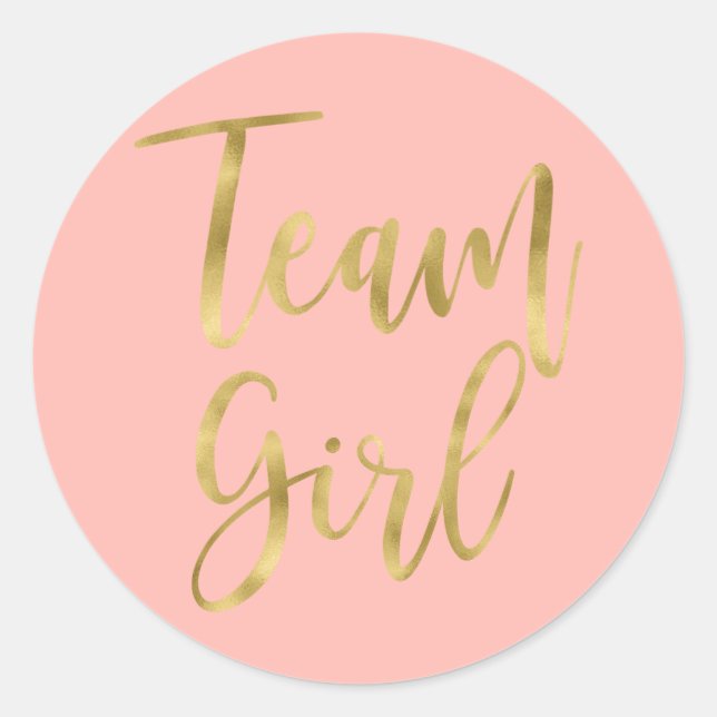 Gender reveal Team girl Classic Round Sticker (Front)