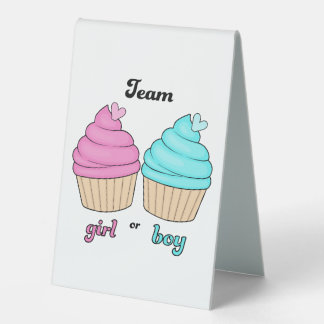 Gender reveal team girl or boy cupcake design