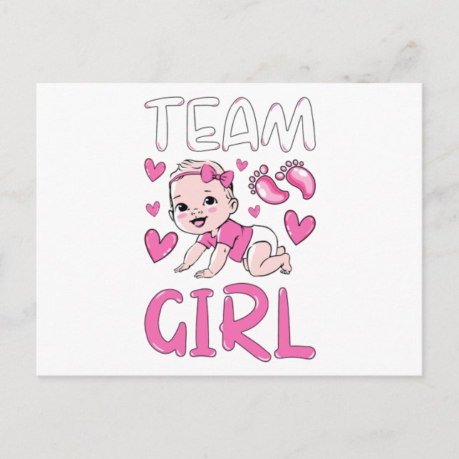 Gender Reveal Team Girl Party Set Postcard (Front)