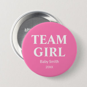 Gender reveal Team Girl pink watercolor any theme 7.5 Cm Round Badge