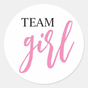 Gender Reveal Team Girl Round Sticker