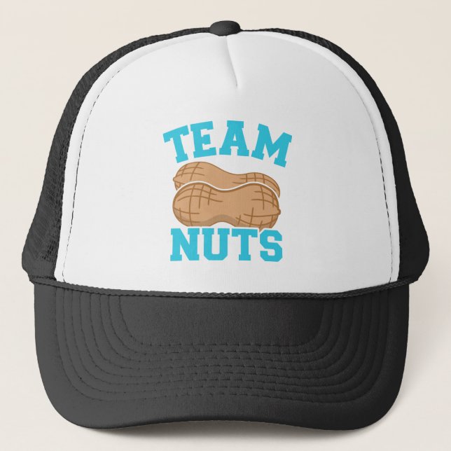 Gender reveal team nuts boy matching baby party trucker hat (Front)