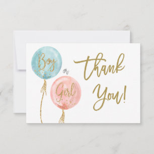 Gender reveal thank you card