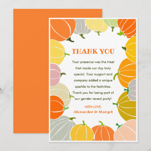 Gender reveal thank you card Pumpkin Halloween 